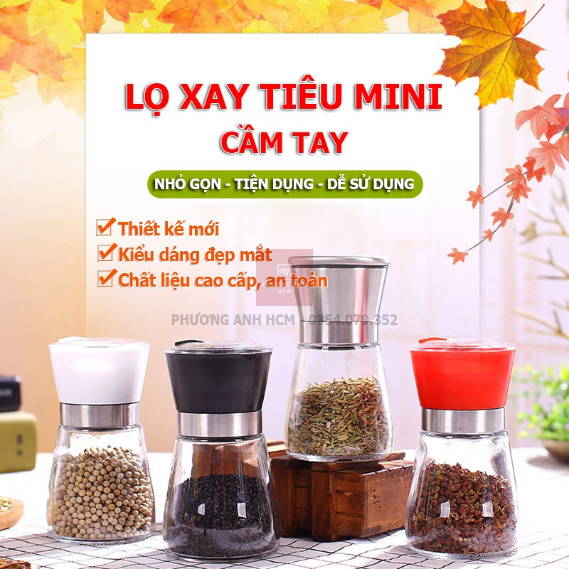 DỤNG CỤ XAY TIÊU CẦM TAY - Lọ Xay Tiêu, Hũ Đựng Tiêu Thủy Tinh