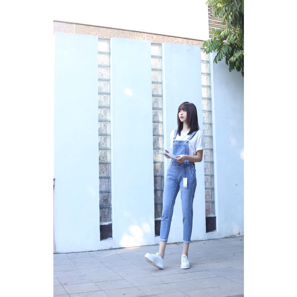 Quần yếm jeans cho cô nàng năng động - kiểu trơn