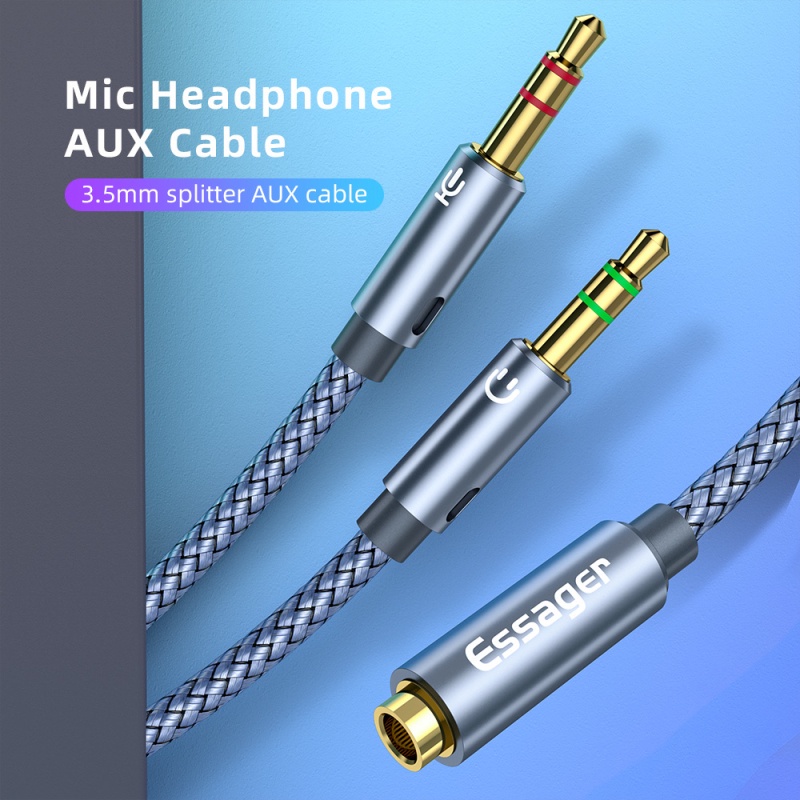 ESSAGER Cáp Chia Âm Thanh Tai Nghe 3.5mm Female Sang 2 3.5 mm Cho Máy Tính / Loa / Mic / Pc