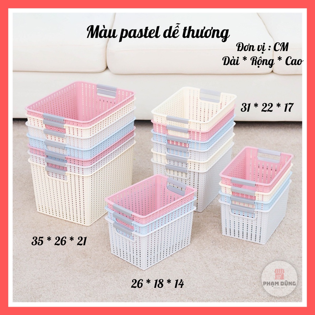 Rổ nhựa đan mây VN 3415 , giỏ nhựa đựng đồ đa năng cao cấp