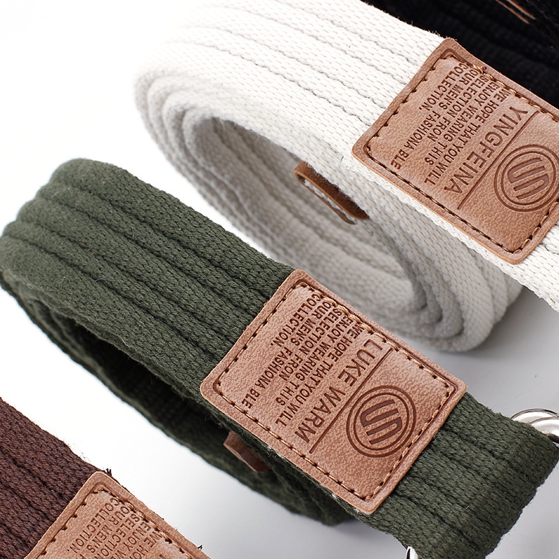 Thắt Lưng Vải Bố Mặt Nửa Vòng Tròn Thời Trang Mới Cho Nam Nữ