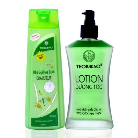 Combo Lotion dưỡng tóc Thorakao 120ml &amp; Dầu gội hoa bưởi 400ml Thorakao kích mọc tóc, giảm rụng tóc