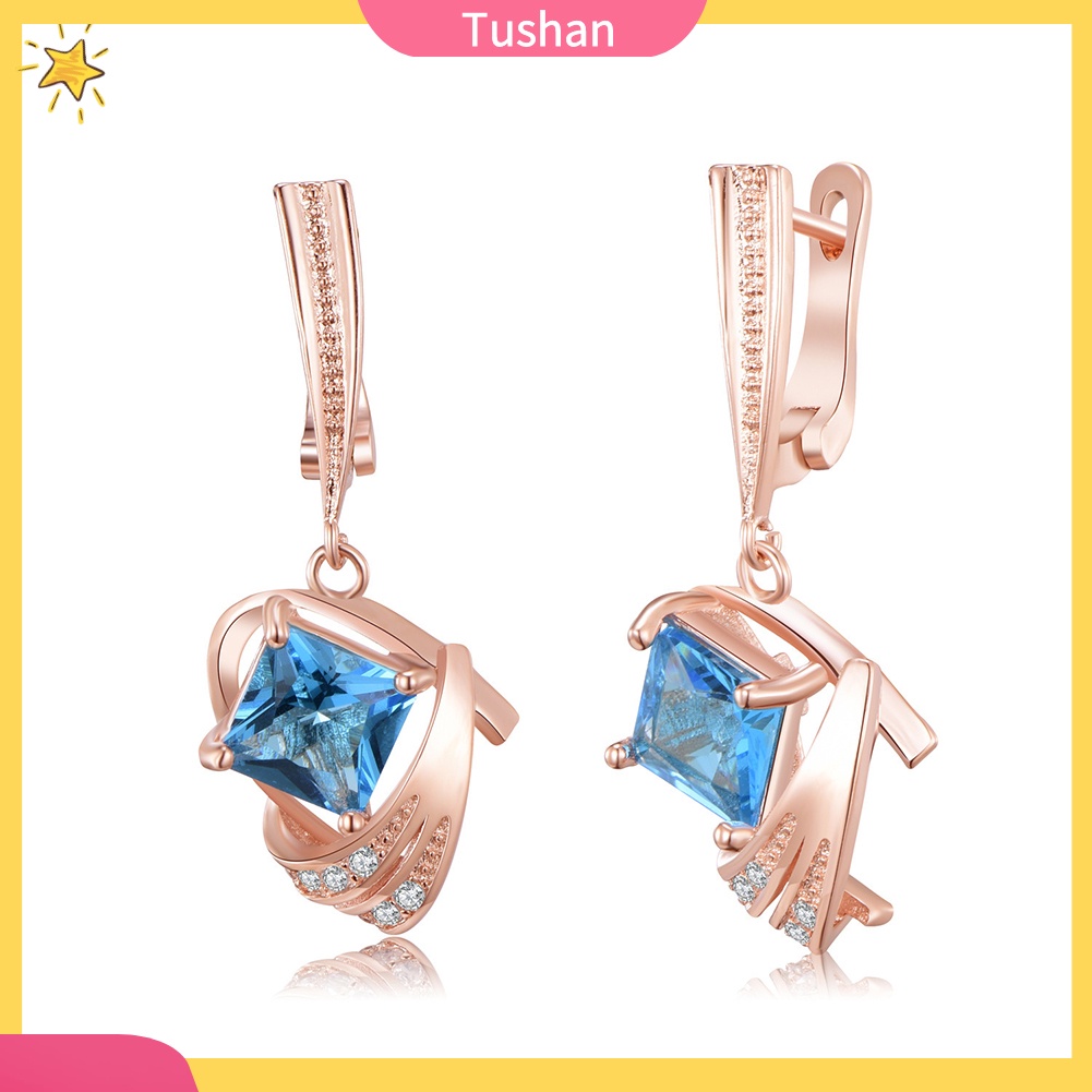 Hoa tai dáng vuông đính đá thời trang cho nữ