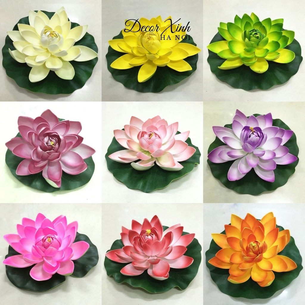 Bông hoa sen xốp 18cm thả bể cá ao hồ (hoa giả 10 màu) - Trang trí phòng khách phong thủy, ao hồ, sân vườn