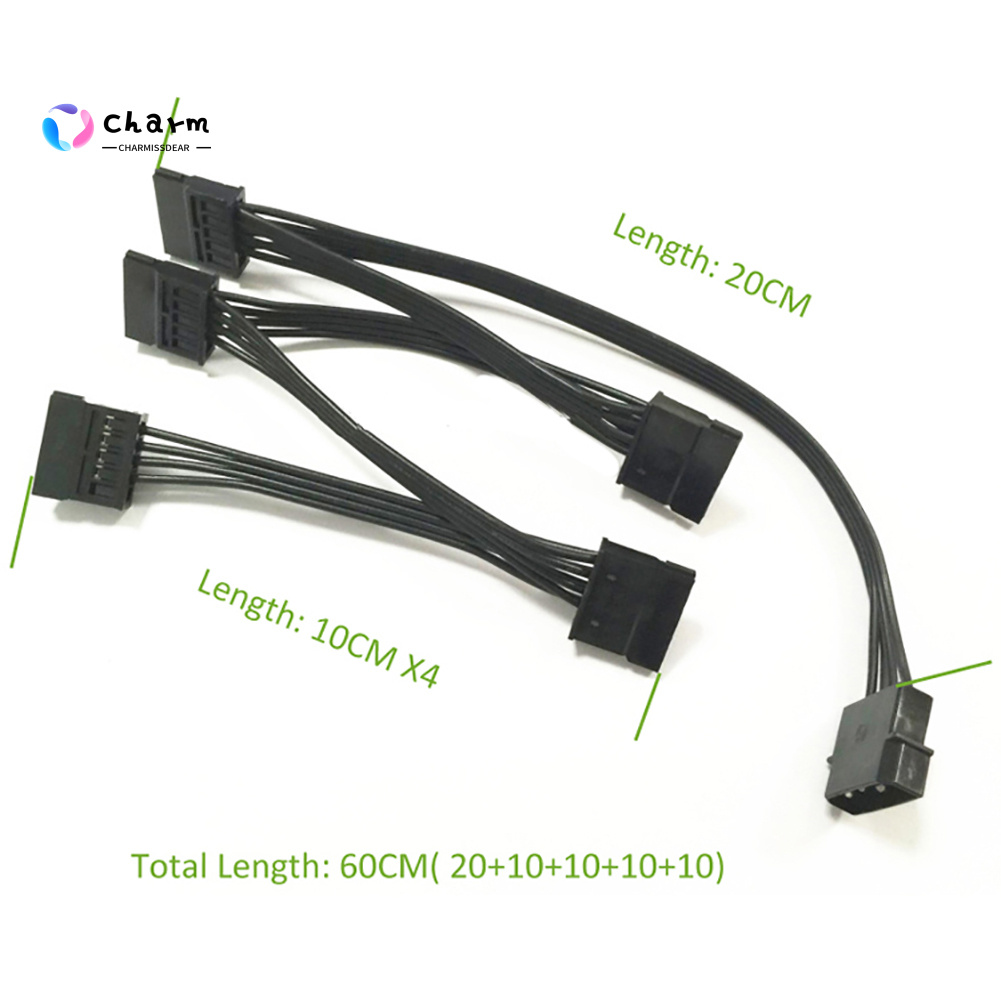 Dây Cáp Chuyển Đổi Nguồn Điện 4pin 1 Sang 5 Ide Sata 15pin Cho Máy Tính