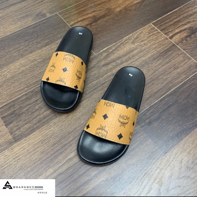 Dép lê nam quai ngang in hình MCM kèm ảnh thật - Dép nam quai da sần chất đẹp
