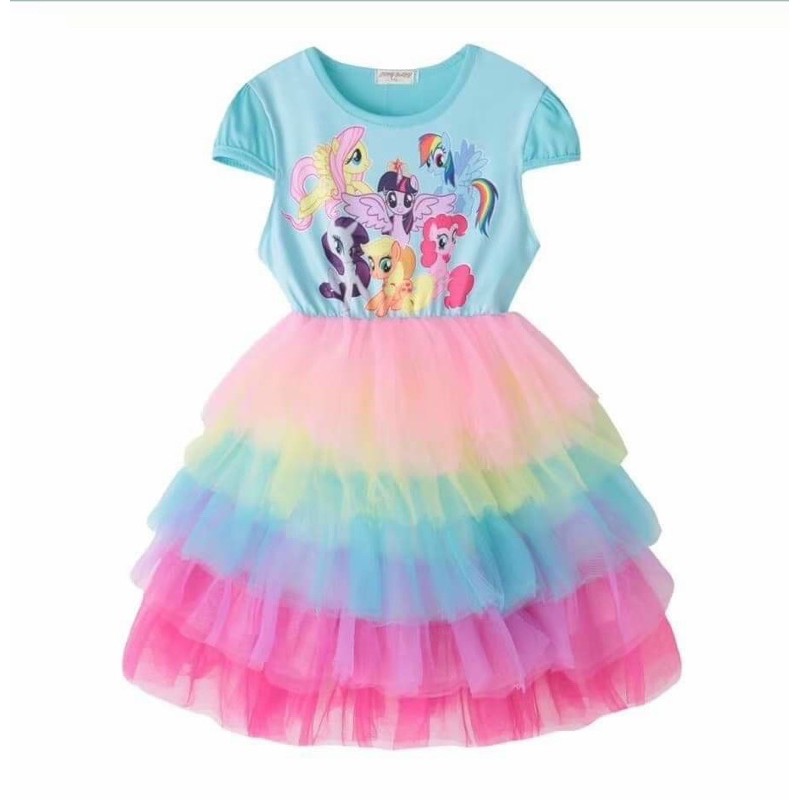 Váy bé gái Elsa/ Pony 7 sắc cầu vồng