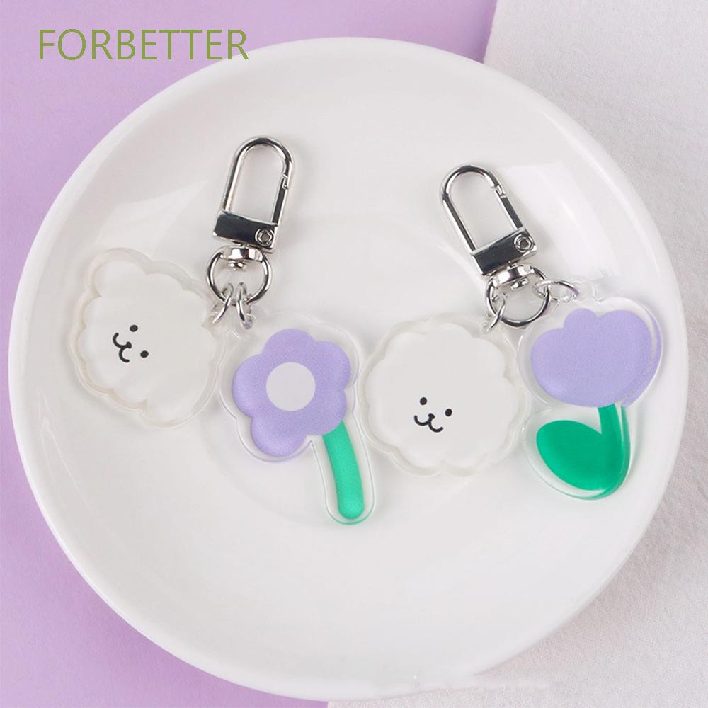 Móc Khóa Mặt Cừu Và Hoa Tím Đơn Giản Dễ Thương