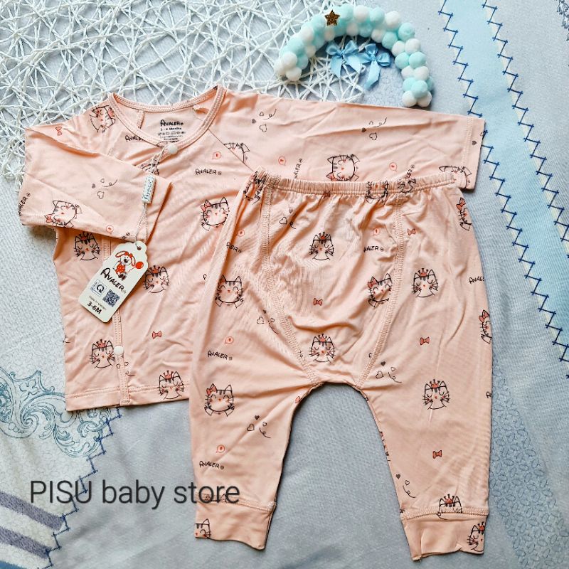 Avaler - Bộ dài tay cài chéo sợi tre mềm mướt êm dịu cho da bé