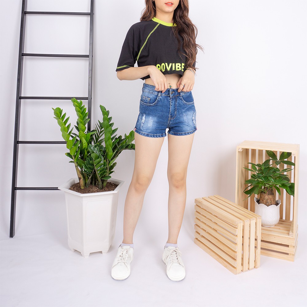 [Mã FAMAYWA giảm 10K đơn 50K] Quần short jean nữ Ulzzang GENZ mẫu lưng cao ống xước thời trang ZWJ017 | BigBuy360 - bigbuy360.vn