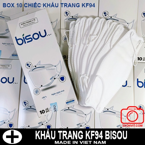 Hộp 10 khẩu trang 4D Cao Cấp Tiêu Chuẩn KF94 Bisou