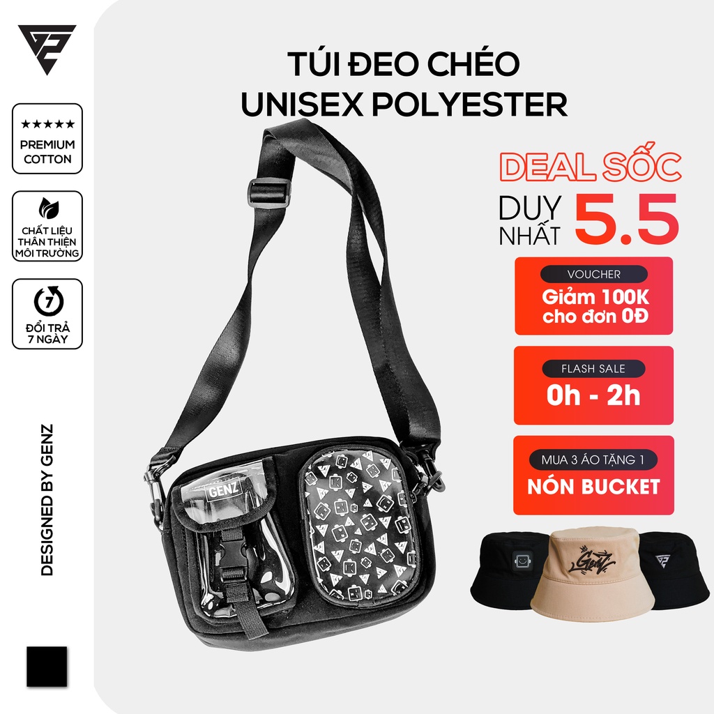 Túi đeo chéo GENZ cao cấp, phong cách unisex phù hợp cả nam nữ - GZB02