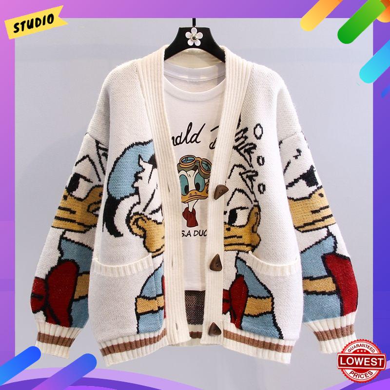 Áo Khoác Sweater Dáng Rộng In Hoạt Hình Kiểu Nhật Bản Thời Trang Thu Đông Cá Tính