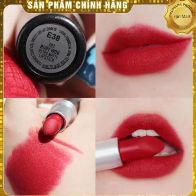 Son Mac Ruby Woo 707 màu đỏ cổ điển siêu sang chảnh