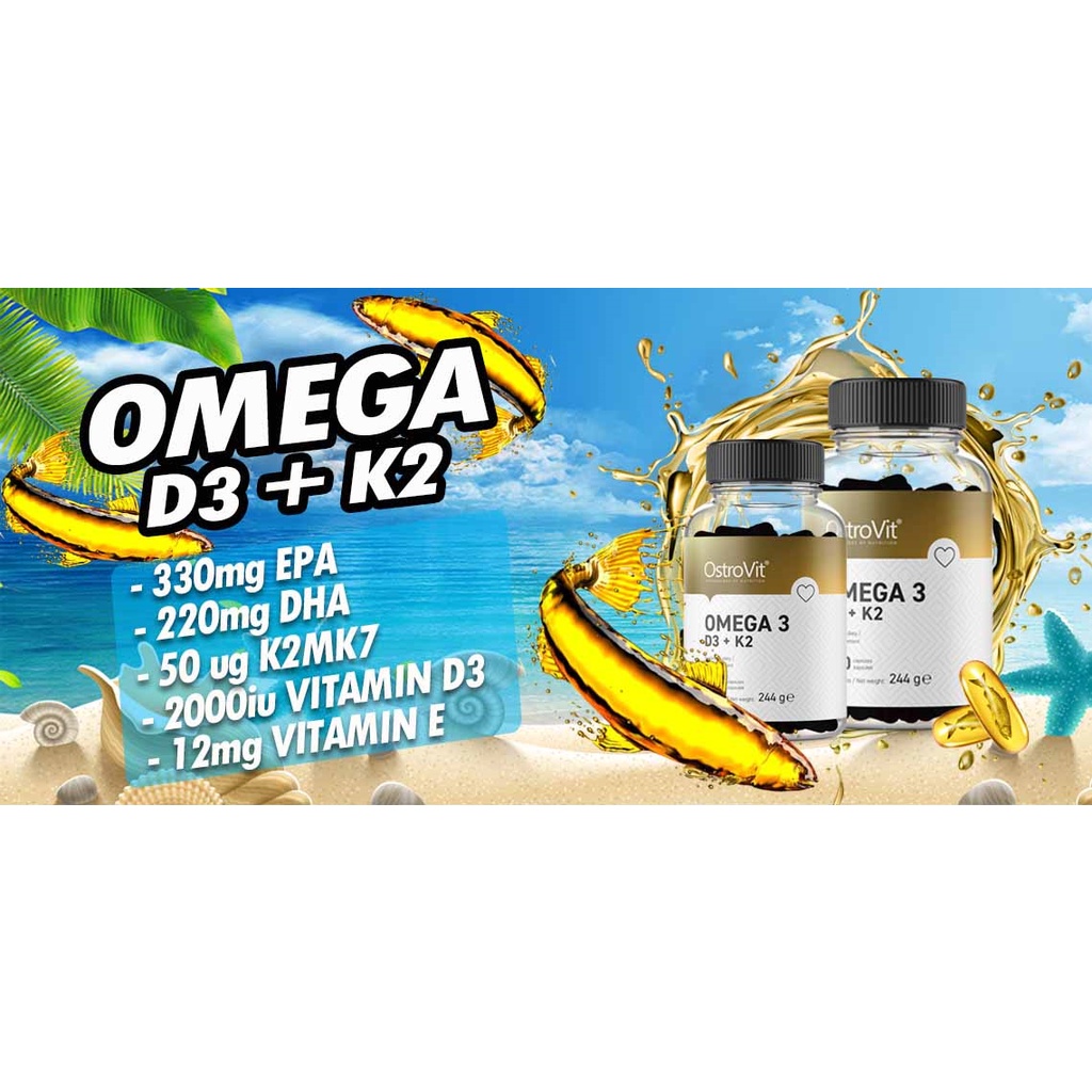Viên Dầu Cá OSTROVIT OMEGA3 D3 + K2  - Hỗ Trợ Xương Khớp, Tốt Cho Tim Mạch, Mắt, Tăng Đề Kháng