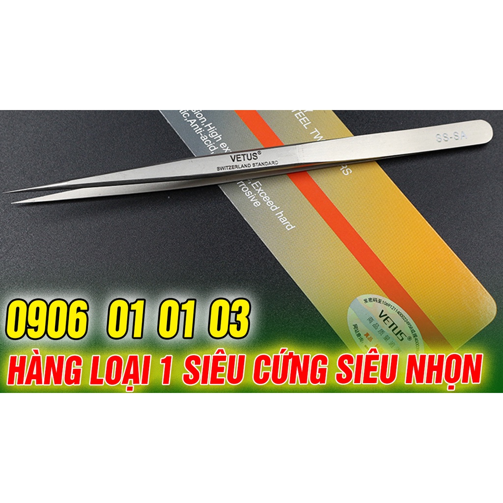 Nhíp VETUS bằng thép không gỉ,  mũi nhọn SS-SA có đầu nhọn siêu cứng