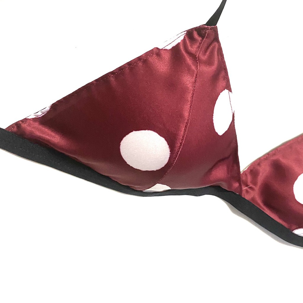 HISEXY Set Đồ Lót Bralette Họa Tiết Bi Lụa Satin Gọng Mỏng Kiểu quần V