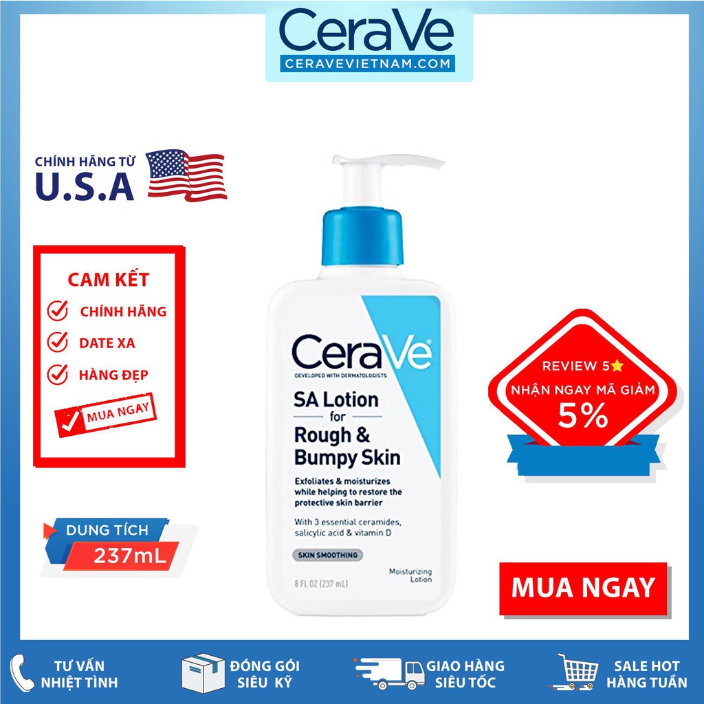 Kem dưỡng CeraVe SA Lotion Rough &amp; Bumpy Skin (237mL)