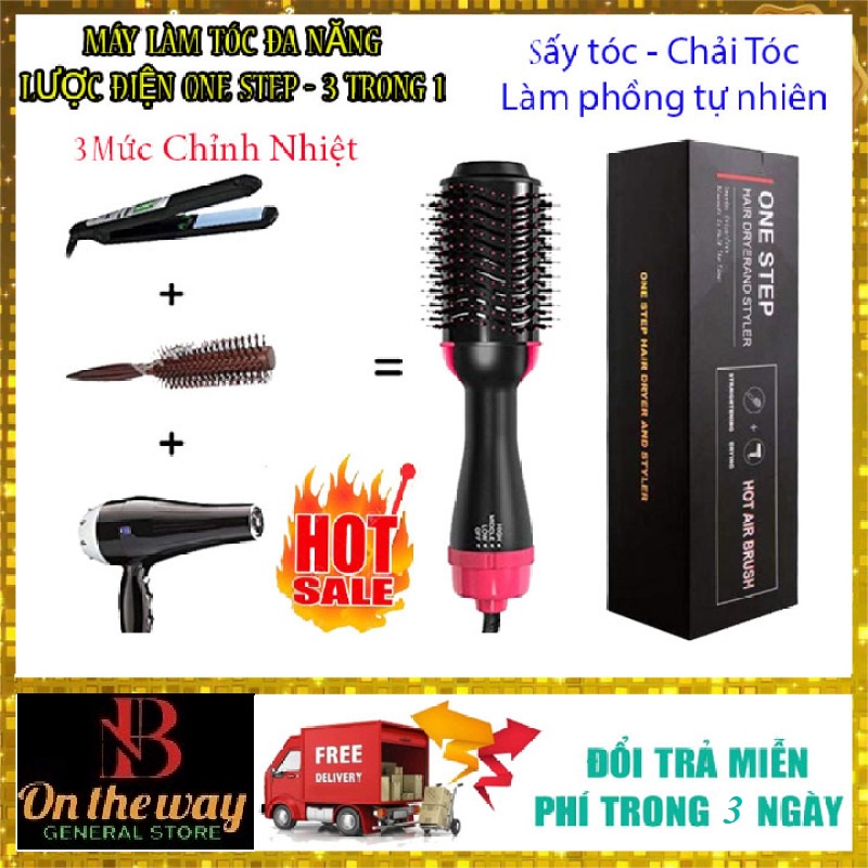 ONESTEP - Lược điện chải tóc + sấy + tạo phồng đa năng. Lược uốn tóc tạo kiểu, tạo độ xoăn (3 in 1)