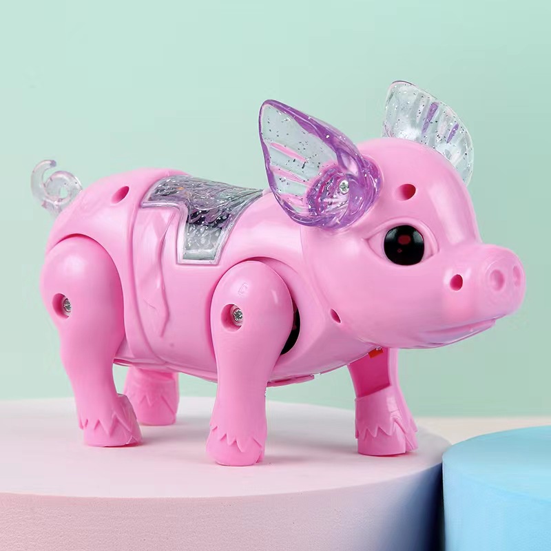 Đồ Chơi Chú Heo Điện Tử Phát Nhạc Và Dây Dắt Chạy Điện Phát Sáng Và Phát Nhạc Cho Trẻ Em Bán Sỉ