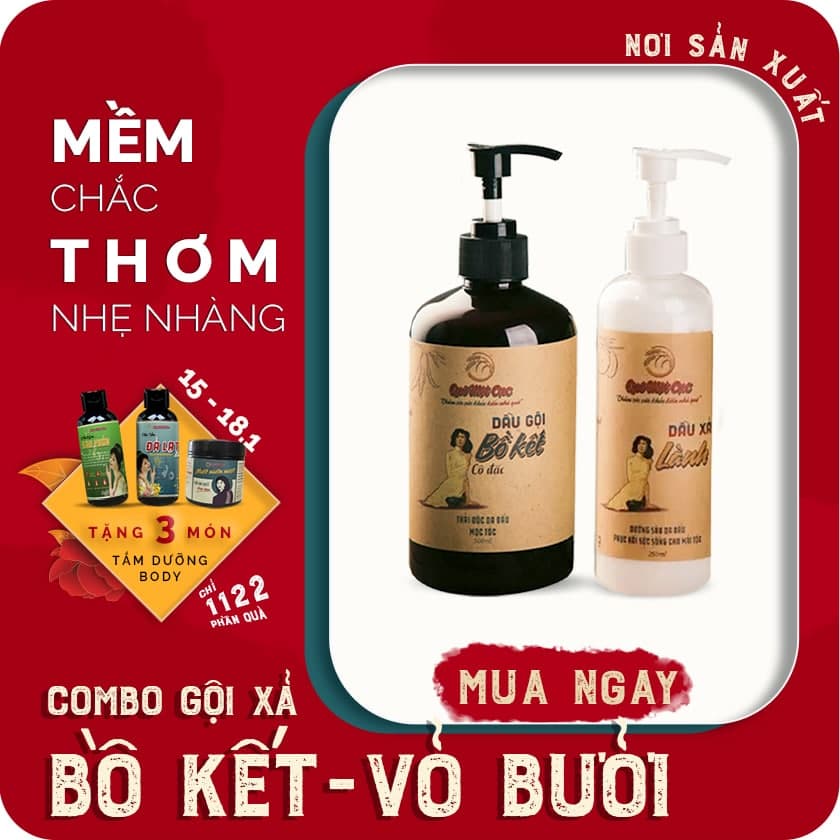 Combo gội xả: dầu gội bồ kết, dầu xả thiên nhiên‍♀️dầu gội thảo dược mềm mượt, chắc khỏe QUÊ MỘT CỤC (HANDMADE)