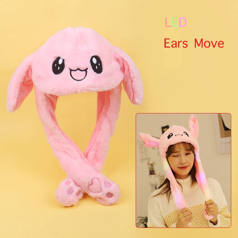 Mũ tai thỏ có nút điều khiển tai và đèn dễ thương