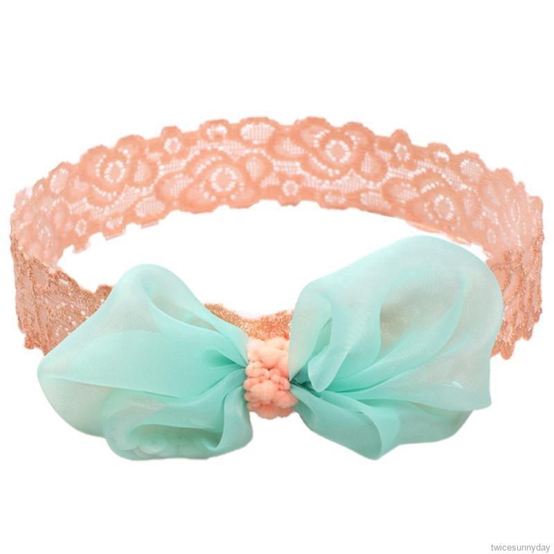 Băng đô ren hoa đính nơ nhiều màu xinh xắn cho bé gái