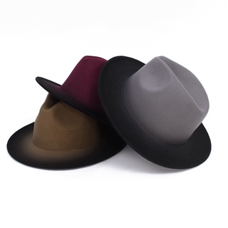 Mũ Fedora vành rộng màu sắc gradient thanh lịch dành cho nam và nữ