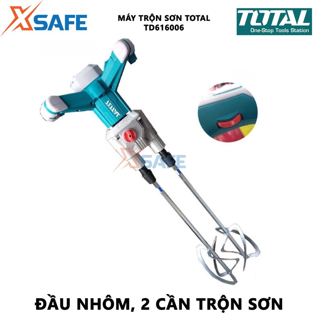 Máy trộn sơn TOTAL TD616006 công suất 1800W, đầu nhôm, kèm 1 đèn LED, 2 cần trộn sơn - [XSAFE]