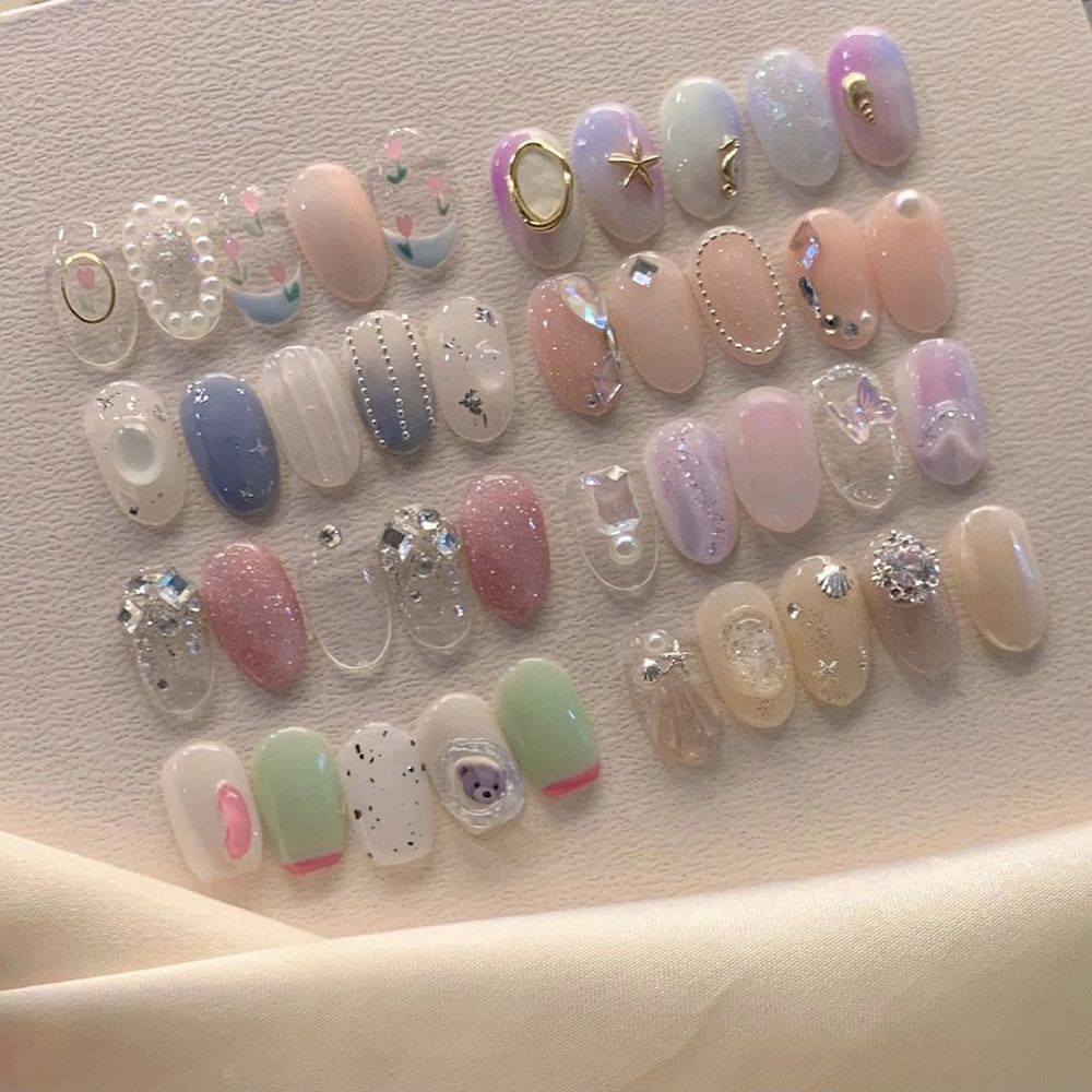 [Hàng mới về] Dây chuỗi hạt thép 3D trang trí móng tay nghệ thuật tự làm chiều dài 40cm