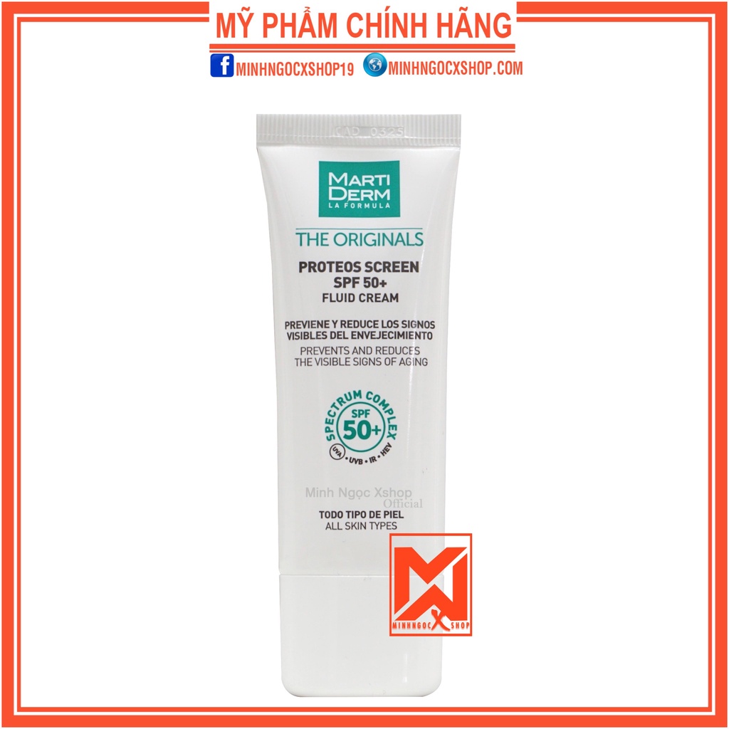 Kem chống nắng MartiDerm The Originals Proteos Screen SPF 50+, Kem Chống Nắng Phổ Rộng Ngừa Lão Hóa