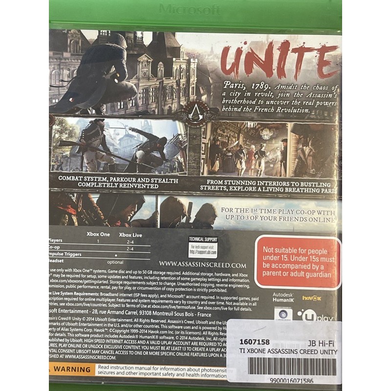 Đĩa Xbox One ASSASSIN'S CREED UNITY