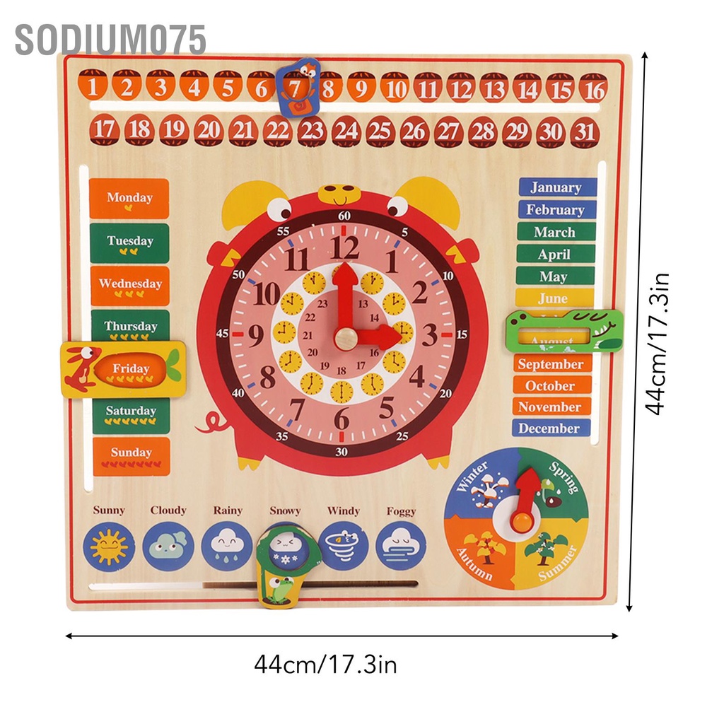 Có thể bán buôn Đồng hồ trẻ em Đồ chơi bằng gỗ Đa chức năng 6 trong 1 Giáo dục Thời tiết theo mùa lịch cho giáo sớm Sodium075 Hàng giao ngay