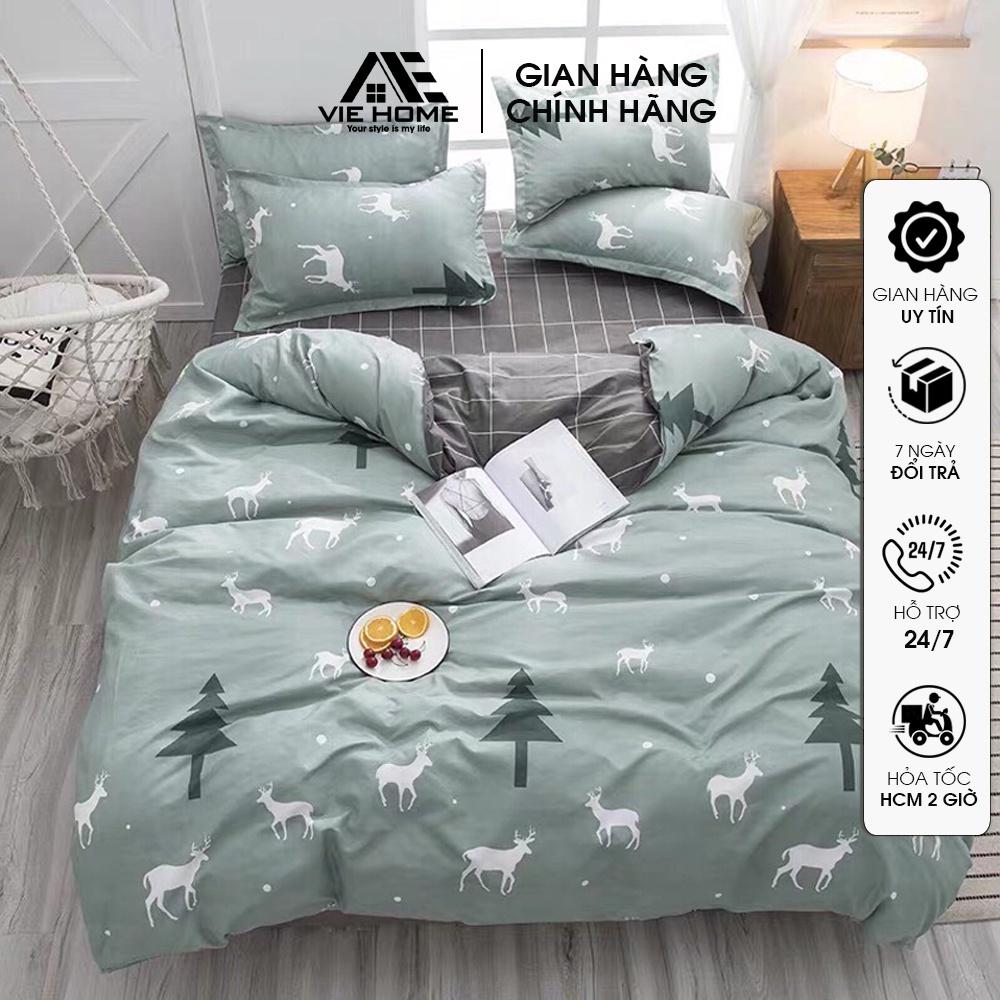 Bộ chăn ga và vỏ gối Cotton Poly nhập khẩu VIE HOME - Bedding miễn phí may nhiều kích thước M2,M4,M6,M8