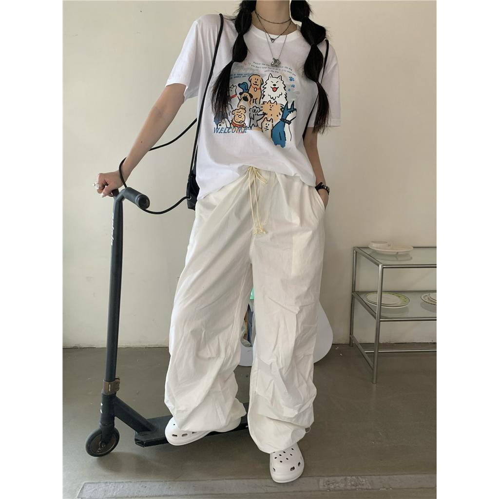 Áo Thun Nữ Tay Ngắn Cổ Tròn Dáng Rộng In Hình Cún Dễ Thương 51282