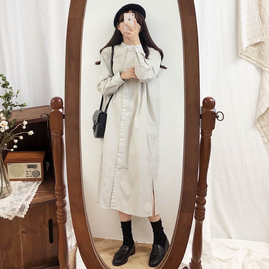 Đầm tay dài/ Áo không tay 31650 dệt kim cổ tròn