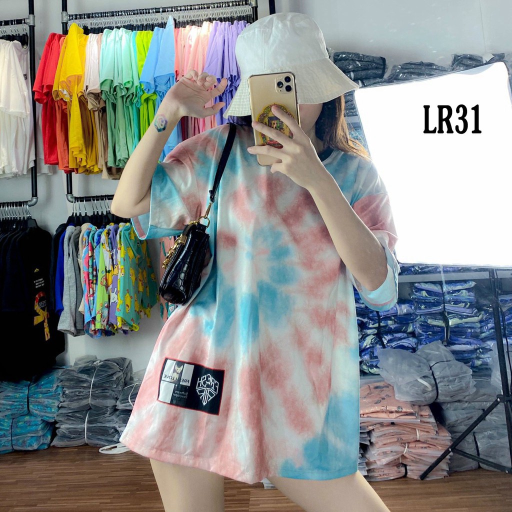 Áo thun loang màu 𝑭𝒓𝒆𝒆𝒔𝒉𝒊𝒑 Áo phông unisex LR31 vải cotton xượt poli co giãn thấm hút tốt, không xù lông