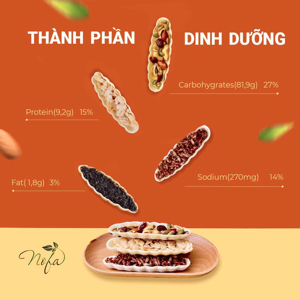 Bánh thuyền mix hạt dinh dưỡng Nofa đế mỏng giòn, hạt thượng hạng