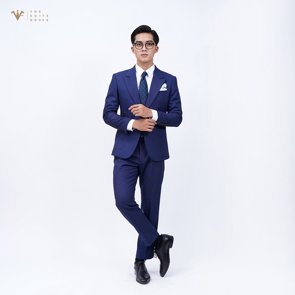 Bộ vest nam xanh navy vân chấm, suits sartorial, chuẩn form The Suits House