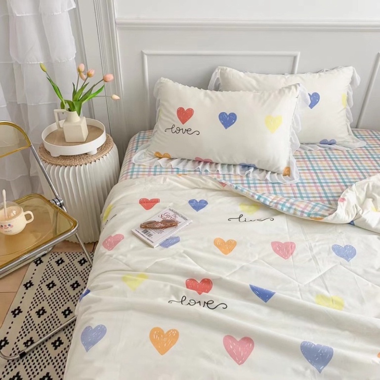 [LOẠI 1] Bộ Chăn Ga Gối Chăn Trần Cotton Bèo Siêu Xinh, Chất Mềm Mát Sẵn Hàng Đủ Kích Thước Giá rẻ