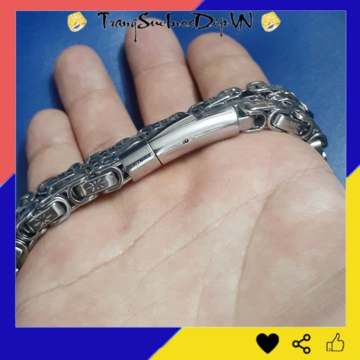Dây chuyền inox nam kiểu xích vuông chạm hoa văn khóa Vip sáng đẹp, không đen, thể hiện đẳng cấp phái mạnh