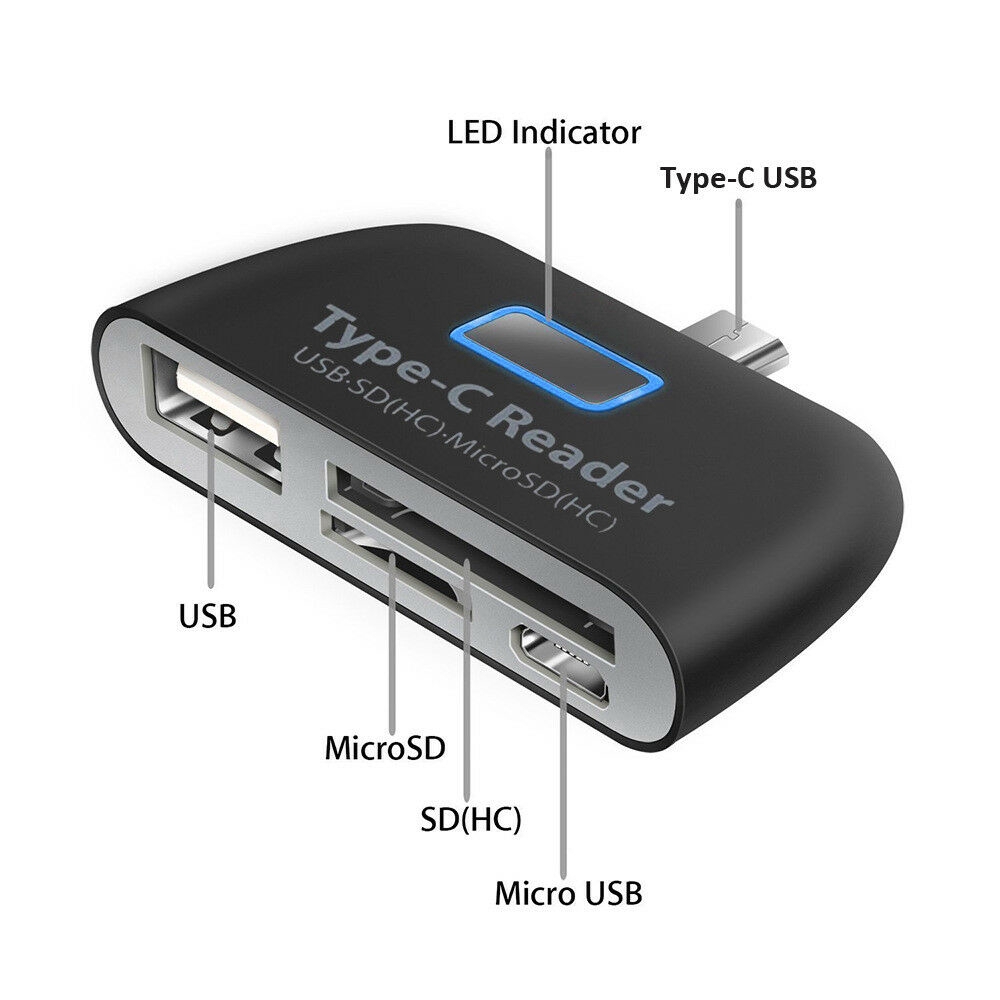 Đầu Đọc Thẻ Nhớ Đa Năng Cổng USB 3.1 Type C Sang USB 3.0 OTG Hub