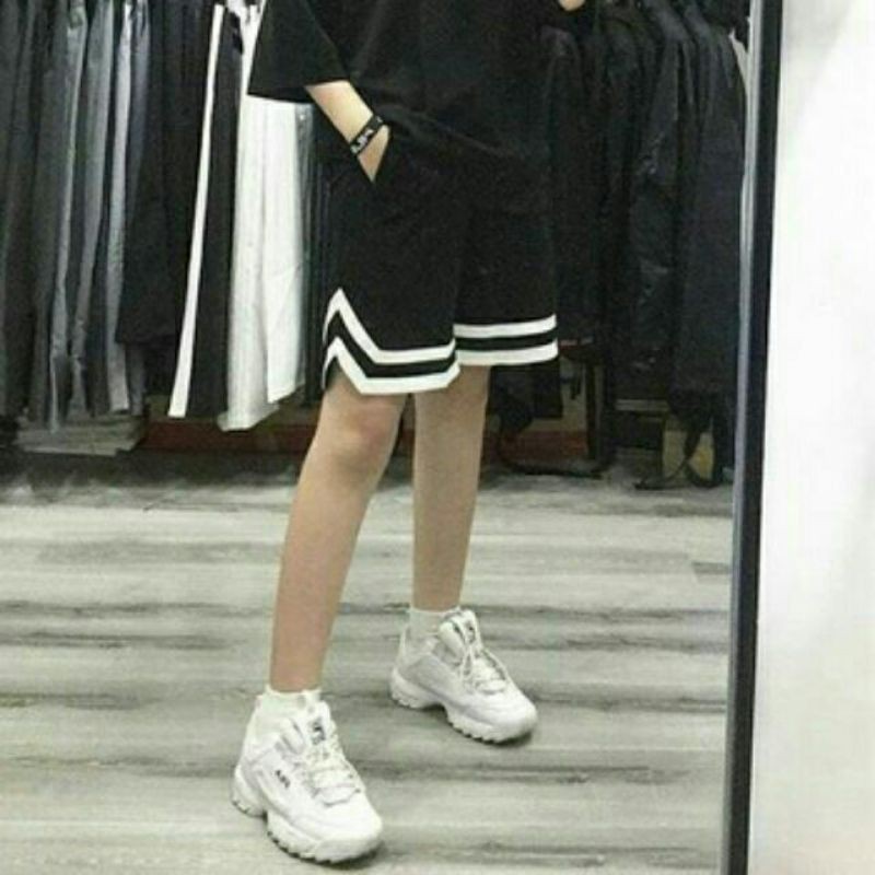 Quần short 2v line bigsize unisex nam nữ 40kg - 90kg