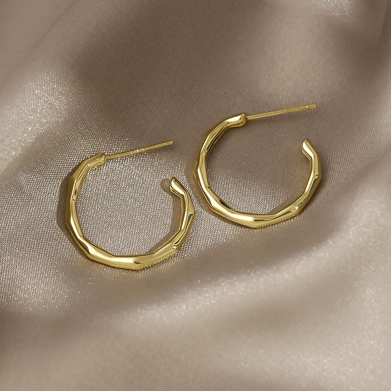 Mới Bông Tai Mạ Bạc 925 Hình Tròn Cỡ Lớn Thời Trang