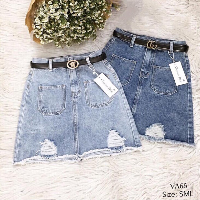 Chân váy bò nữ rách