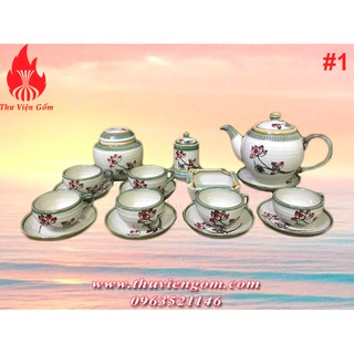 Ấm chén minh long số 2 - Men rêu cổ - Gốm sứ Bát Tràng