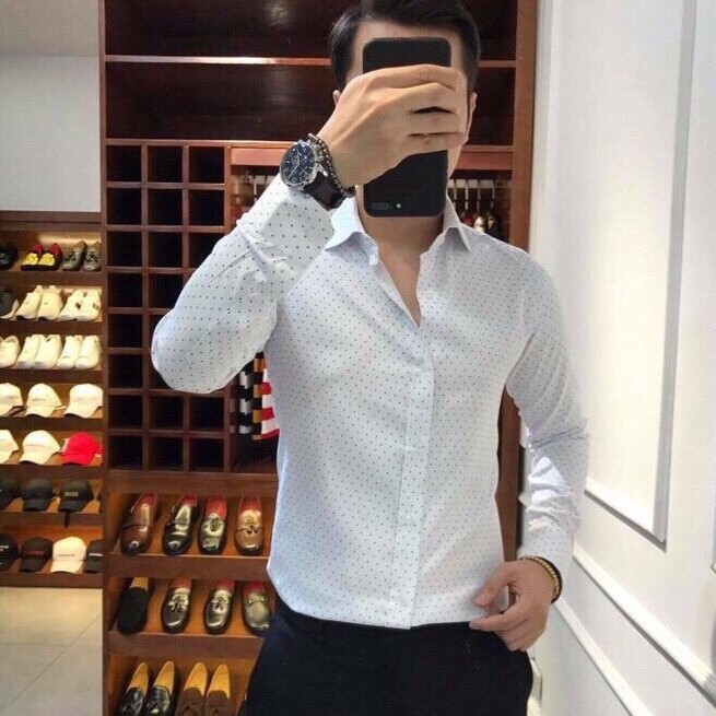 Áo sơ mi nam cao cấp IKEMEN họa tiết chấm bi dài tay , chuẩn thiết kế Hàn Quốc(SMK) | BigBuy360 - bigbuy360.vn