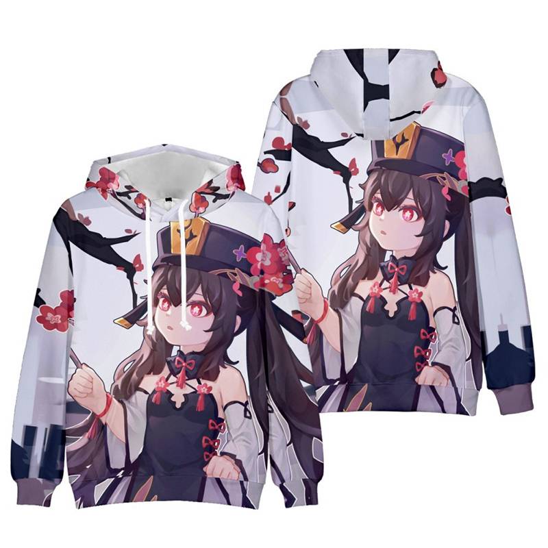 Áo hoodie tay dài in hình anime Hutao Akaya Raiden