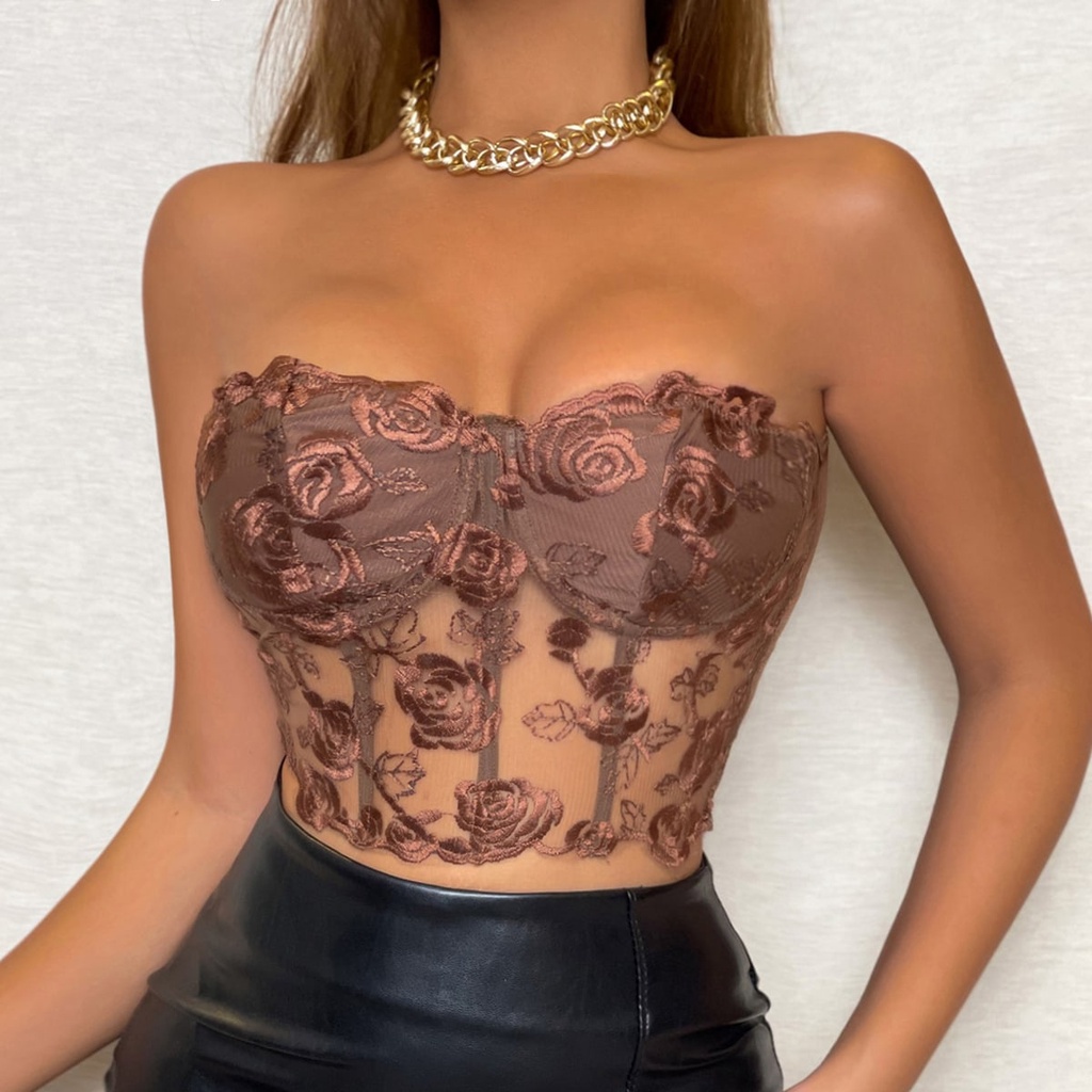 Áo Ống Phối Ren Thêu Hoa Quyến Rũ Phong Cách Cổ Điển Mẫu Mới 2022 Thời Trang Cho Nữ