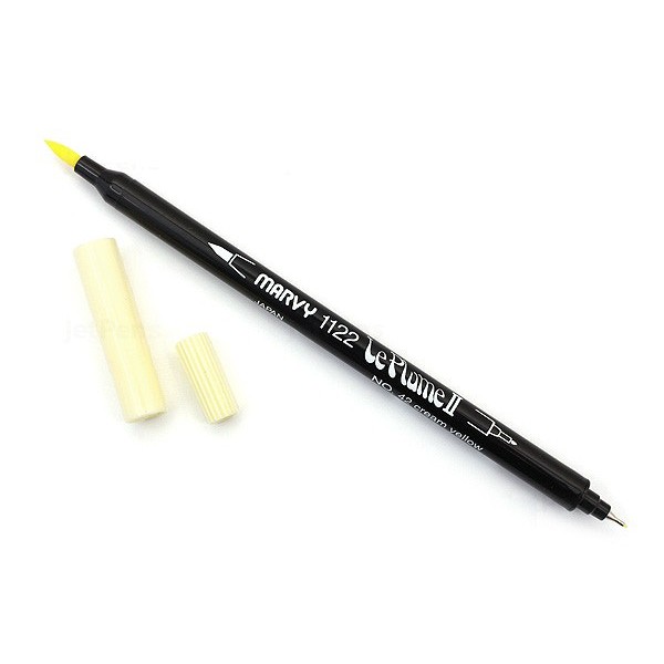 Bút lông đầu cọ viết calligraphy Marvy Le Plume II Double-Sided Watercolor Marker - Màu vàng nhạt (Cream Yellow - 42)